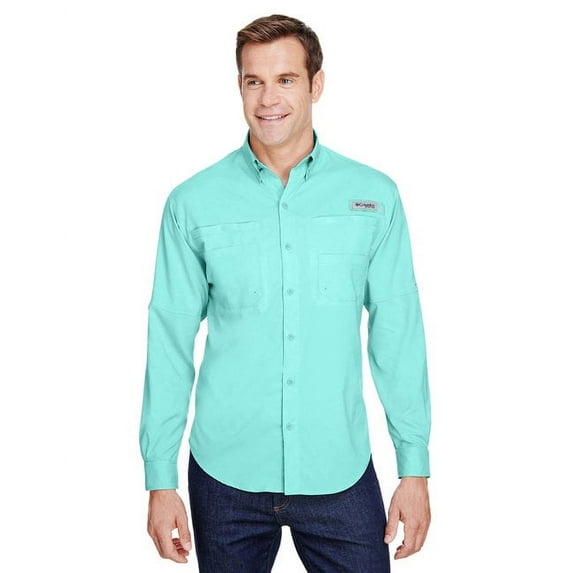 Men's Columbia PFG UPF 40 Tamiami™ II Long Sleeve Button-Down Shirt Color: Gulf Stream Size: S