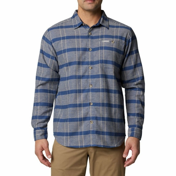 Men's Columbia Pitchstone™ Heavyweight Flannel Shirt Color: Mountain Blue Size: XXL