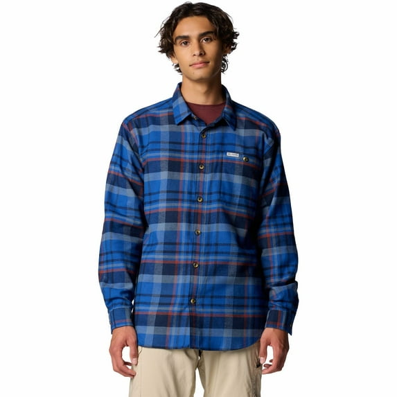 Men's Columbia Pitchstone™ Heavyweight Flannel Shirt Color: Navy Size: XXL