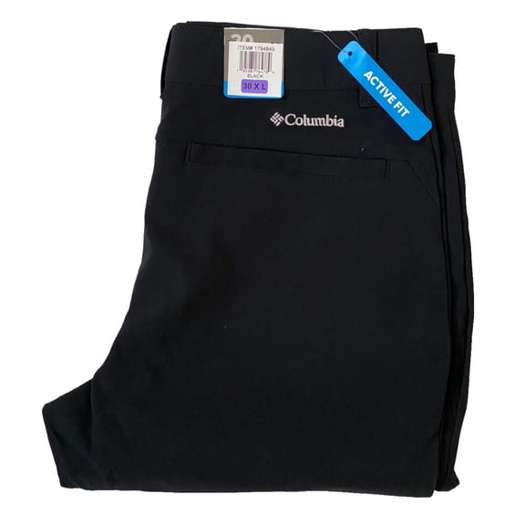 Men's Columbia Tech Long Omni Shield Active Fit Pants Zip Pockets 30 XL Black