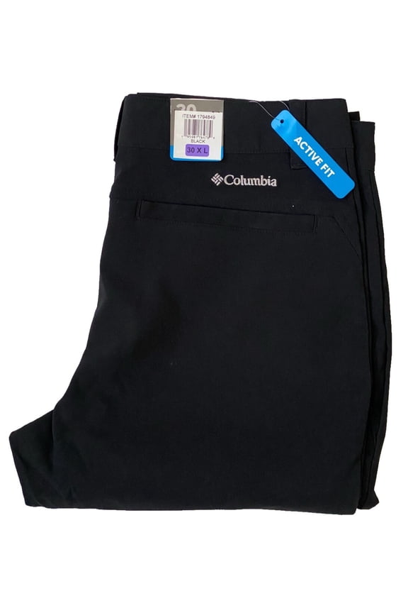 Men's Columbia Tech Long Omni Shield Active Fit Pants Zip Pockets 30 XL Black