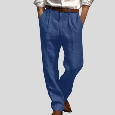 Men's Comfort Dress Pants, Pants under 10$, Men's Big & Tall Casual Elastic Waist Pants,Dark Blue,Size XXXL