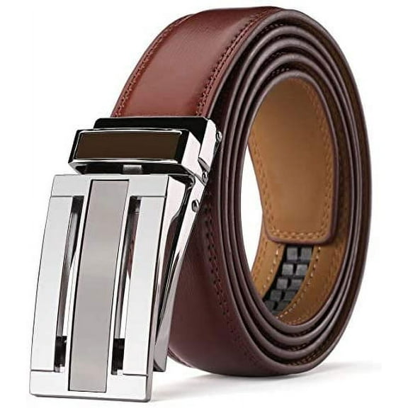 Men's Comfort Genuine Leather Ratchet Dress Belt 1 1/8" Wide with Automatic Click Buckle Suit Pant Size 28"-44"