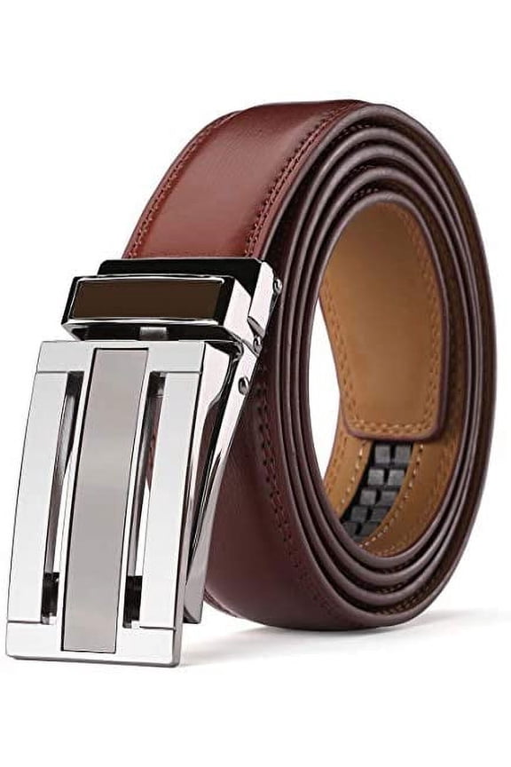 Men's Comfort Genuine Leather Ratchet Dress Belt 1 1/8" Wide with Automatic Click Buckle Suit Pant Size 28"-44"