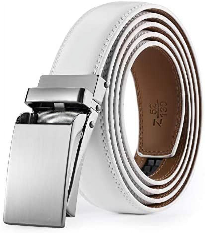  SALE !! Matte Black Buckle and Black Leather Ratchet Click  Automatic Comfort Belt : Clothing, Shoes & Jewelry