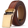 thumbnail image 1 of Men's Comfort Genuine Leather Ratchet Dress Belt 1 1/8" Wide with Automatic Click Buckle Suit Pant Size 28"-44", 1 of 14
