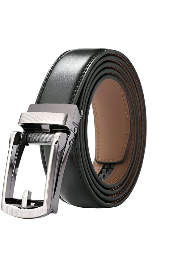 Men's Comfort Genuine Leather Ratchet Dress Belt 1 1/8" Wide with Automatic Click Buckle Suit Pant Size 28"-44"