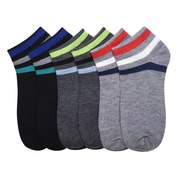 Men's Comfort Low Cut Socks, Spandex Socks, Stripes Pattern, 9-11, 6-Pack