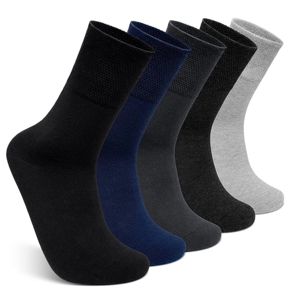 Mens Socks, PUTUO Mens Dress Socks, Casual Business Soft Breathable Cotton Socks for Office Leisure Walking Home, 5 Pairs