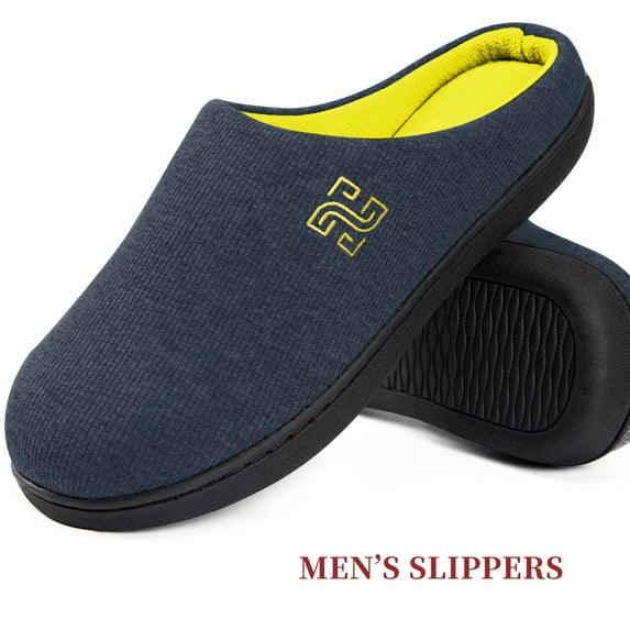 Auchen Men's Anti-Slip House Slipper, Flat Navy, 7-8