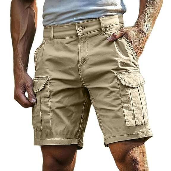 Men's Comfort Stretch Dry Flight Active Short Stretch Outdoor Hiking Travel Work Short Pants Breathable Fabric Ideal for Outdoor Adventures (Khaki, M)