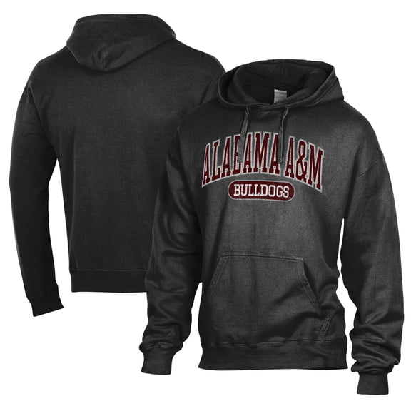 Men's Comfort Wash Black Alabama A&M Bulldogs Lightweight Fleece Pullover Hoodie