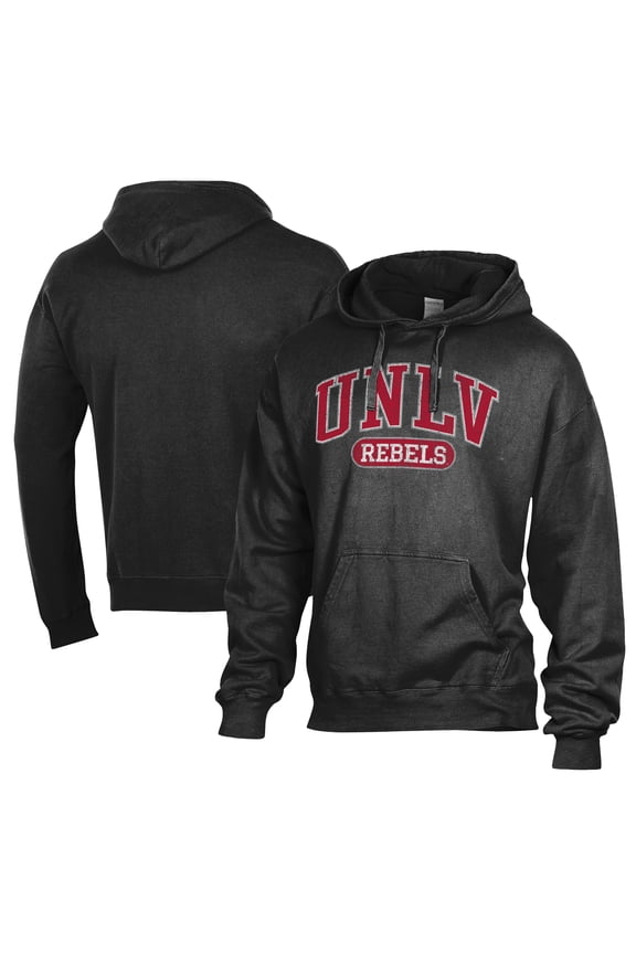 Men's Comfort Wash Black UNLV Rebels Lightweight Fleece Pullover Hoodie