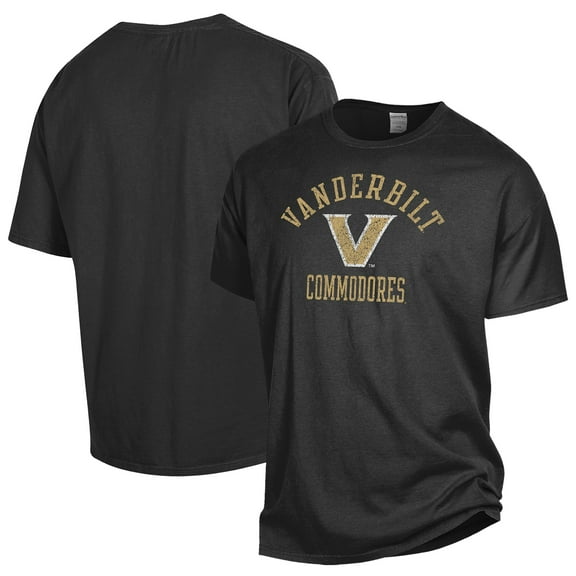Men's Comfort Wash Black Vanderbilt Commodores Arch Over Logo T-Shirt