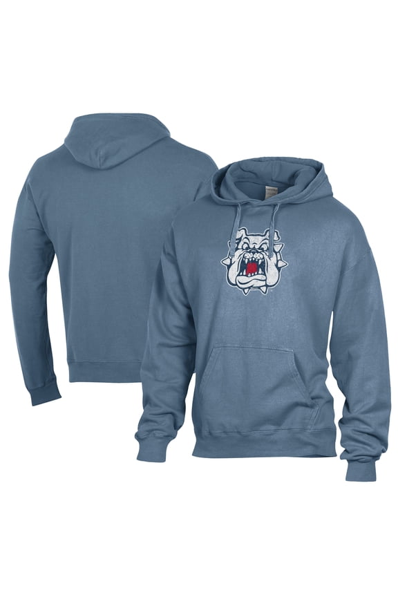 Men's Comfort Wash Blue Fresno State Bulldogs Lightweight Fleece Pullover Hoodie
