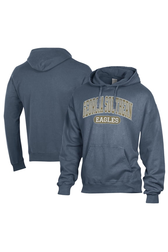 Men's Comfort Wash Blue Georgia Southern Eagles Lightweight Fleece Pullover Hoodie