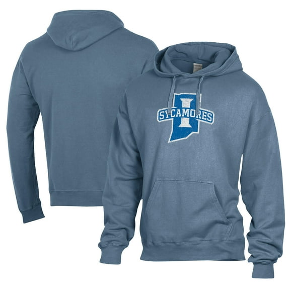 Men's Comfort Wash Blue Indiana State Sycamores Lightweight Fleece Pullover Hoodie