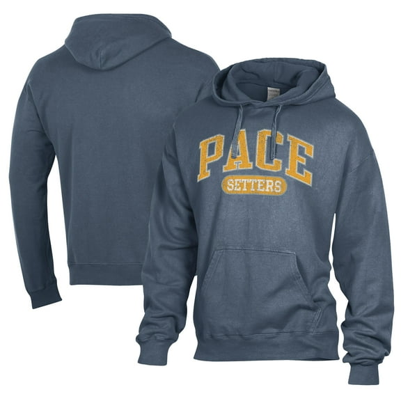 Men's Comfort Wash Blue Pace University Setters Lightweight Fleece Pullover Hoodie
