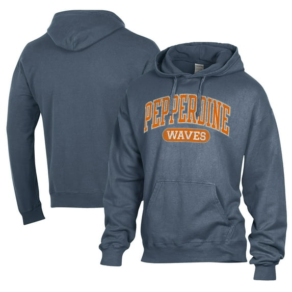 Men's Comfort Wash Blue Pepperdine Waves Lightweight Fleece Pullover Hoodie