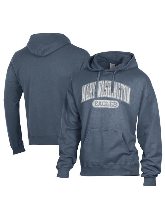 Men's Comfort Wash Blue University of Mary Washington Eagles Lightweight Fleece Pullover Hoodie