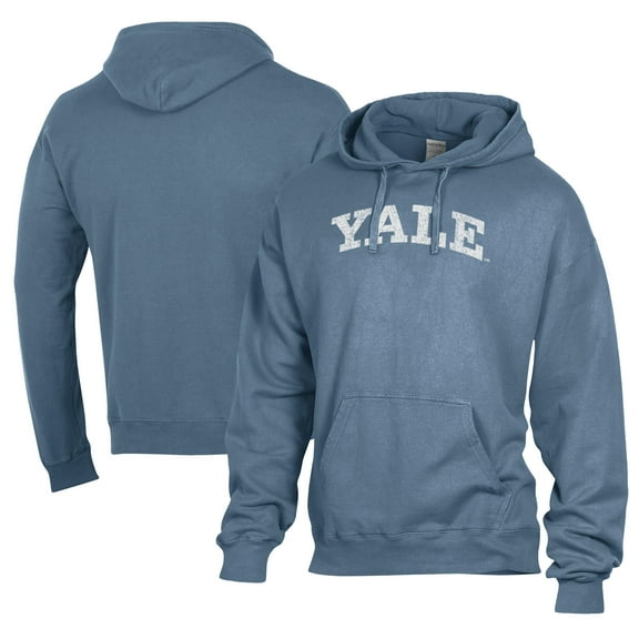 Men's Comfort Wash Blue Yale Bulldogs Lightweight Fleece Pullover Hoodie