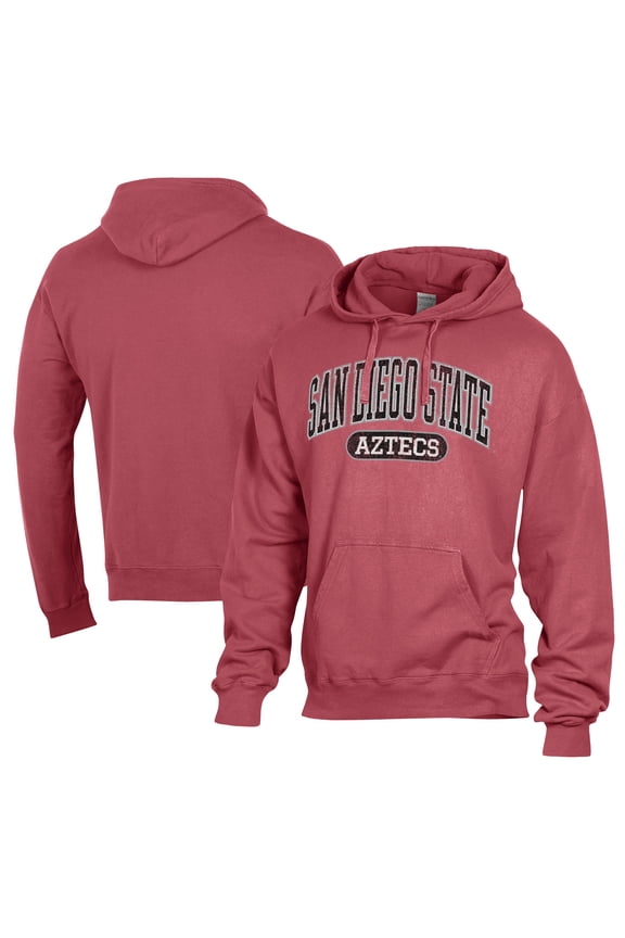 Men's Comfort Wash  Cardinal San Diego State Aztecs Lightweight Fleece Pullover Hoodie