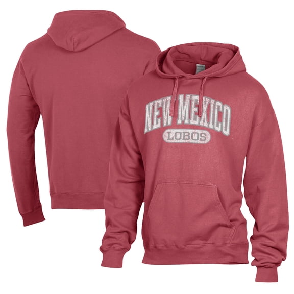 Men's Comfort Wash Crimson New Mexico Lobos Lightweight Fleece Pullover Hoodie