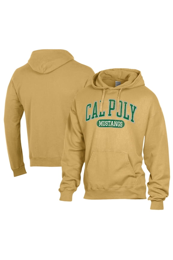 Men's Comfort Wash Gold Cal Poly Mustangs Lightweight Fleece Pullover Hoodie