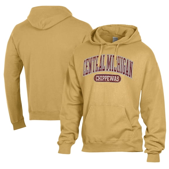 Men's Comfort Wash Gold Central Michigan Chippewas Lightweight Fleece Pullover Hoodie