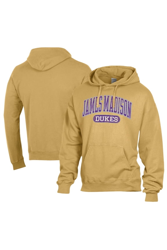 Men's Comfort Wash Gold James Madison Dukes Lightweight Fleece Pullover Hoodie