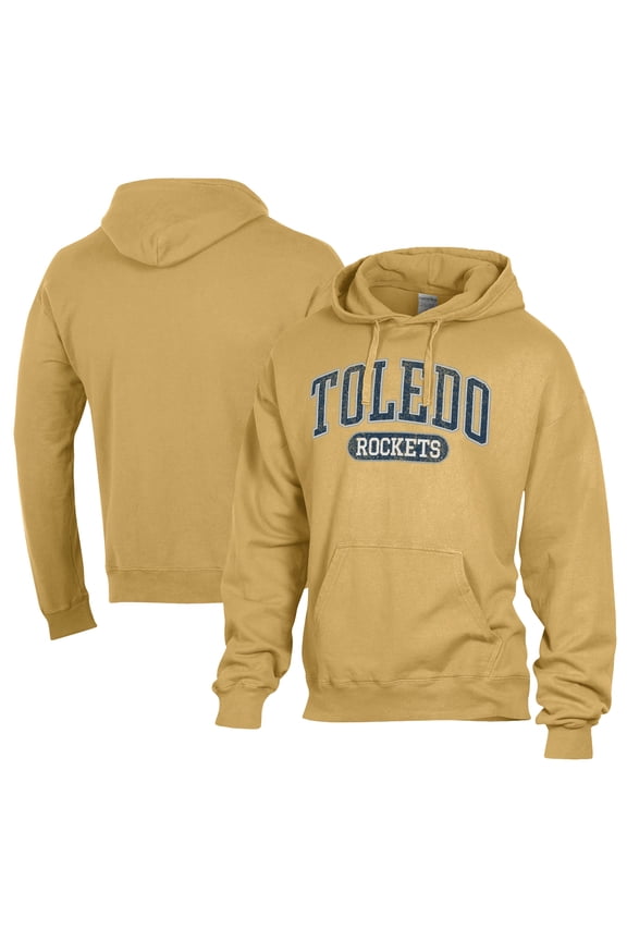 Men's Comfort Wash Gold Toledo Rockets Lightweight Fleece Pullover Hoodie