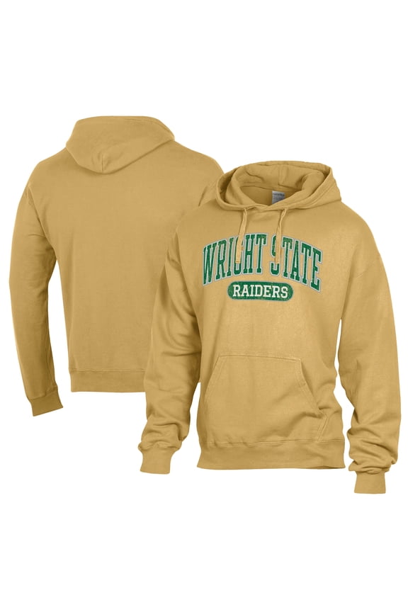 Men's Comfort Wash Gold Wright State Raiders Lightweight Fleece Pullover Hoodie
