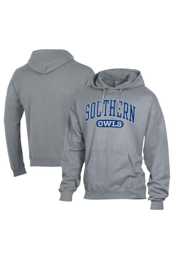 Men's Comfort Wash Gray Southern Connecticut State Owls Lightweight Fleece Pullover Hoodie