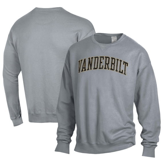 Men's Comfort Wash Gray Vanderbilt Commodores Crewneck Pullover Sweatshirt