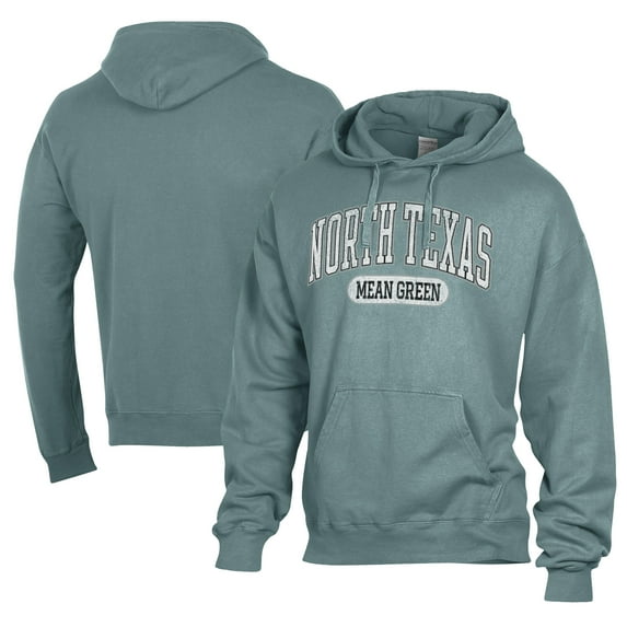 Men's Comfort Wash Green North Texas Mean Green Lightweight Fleece Pullover Hoodie