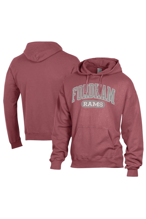 Men's Comfort Wash  Maroon Fordham Rams Lightweight Fleece Pullover Hoodie