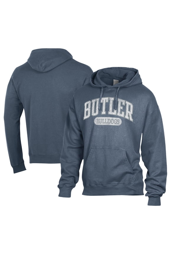 Men's Comfort Wash  Navy Butler Bulldogs Lightweight Fleece Pullover Hoodie