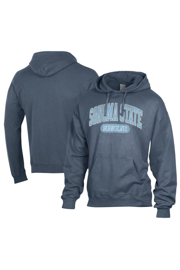 Men's Comfort Wash Navy Sonoma State Seawolves Lightweight Fleece Pullover Hoodie