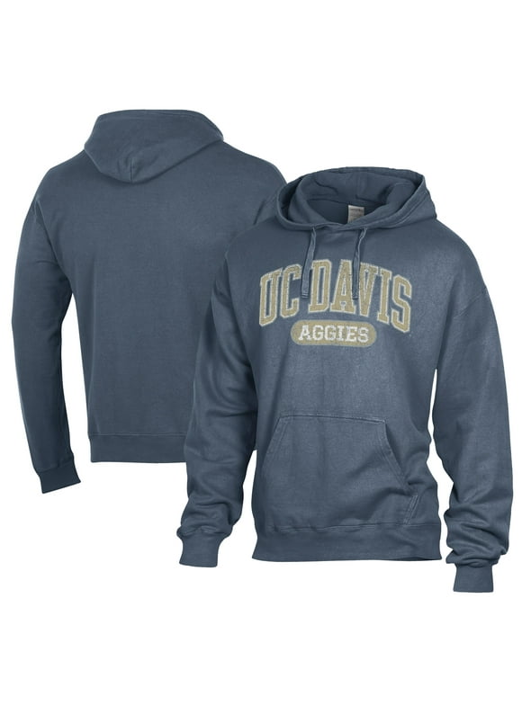 Men's Comfort Wash  Navy UC Davis Aggies Lightweight Fleece Pullover Hoodie