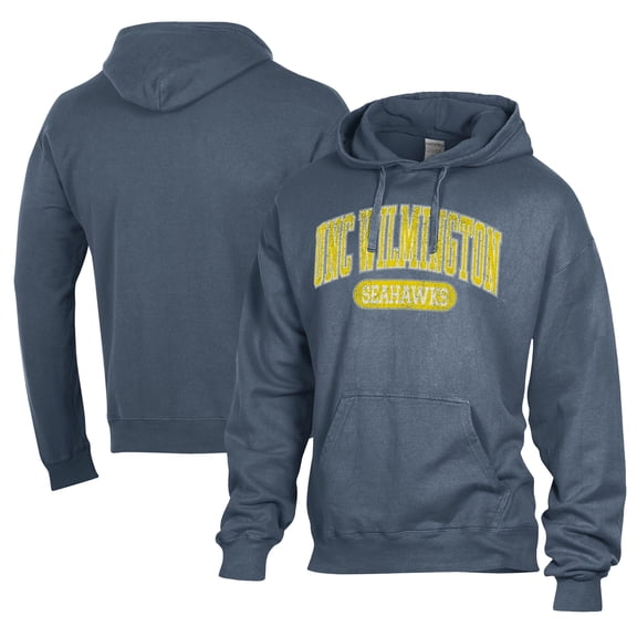 Men's Comfort Wash Navy UNC Wilmington Seahawks Lightweight Fleece Pullover Hoodie