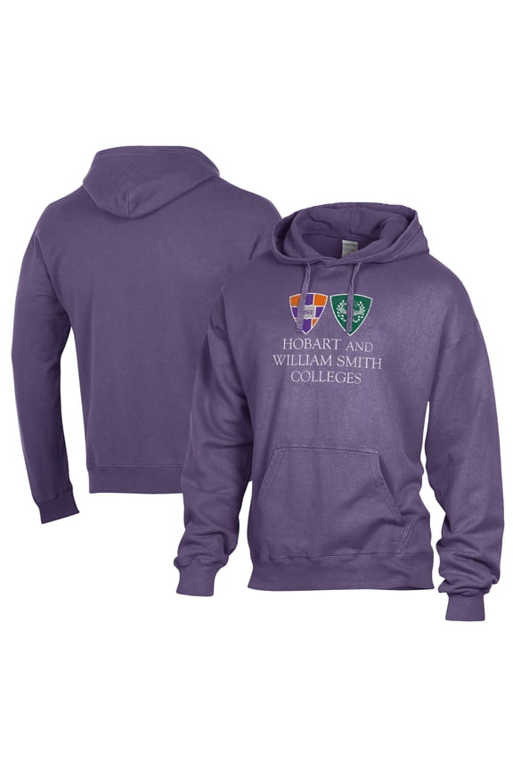Men's Comfort Wash Purple Hobart & William Smith Colleges Lightweight Fleece Pullover Hoodie