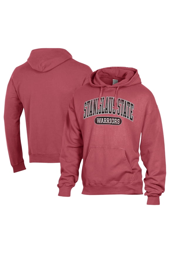 Men's Comfort Wash Red Cal State Stanislaus Warriors Lightweight Fleece Pullover Hoodie