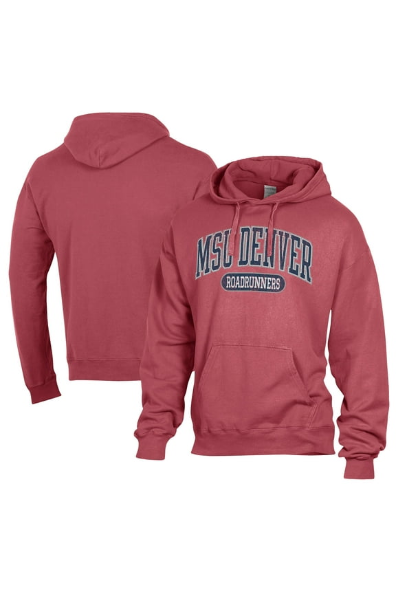 Men's Comfort Wash Red MSU Denver Roadrunners Lightweight Fleece Pullover Hoodie