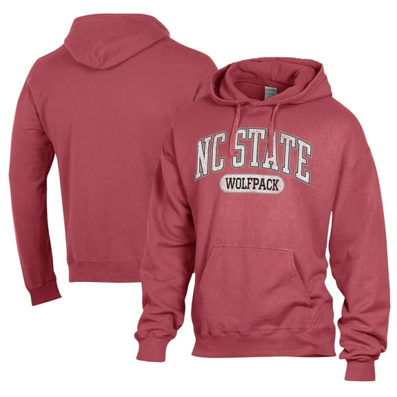 Men's Comfort Wash  Red NC State Wolfpack Lightweight Fleece Pullover Hoodie