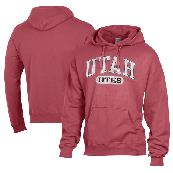 Men's Comfort Wash Red Utah Utes Lightweight Fleece Pullover Hoodie