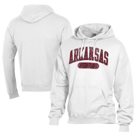 Men's Comfort Wash White Arkansas Razorbacks Lightweight Fleece Pullover Hoodie