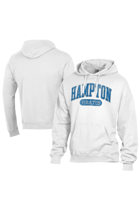 Men's Comfort Wash  White Hampton Pirates Lightweight Fleece Pullover Hoodie