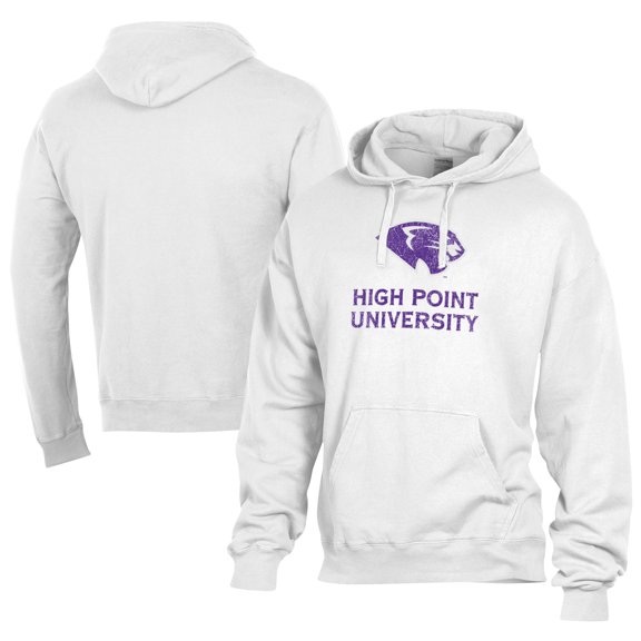Men's Comfort Wash  White High Point Panthers Lightweight Fleece Pullover Hoodie