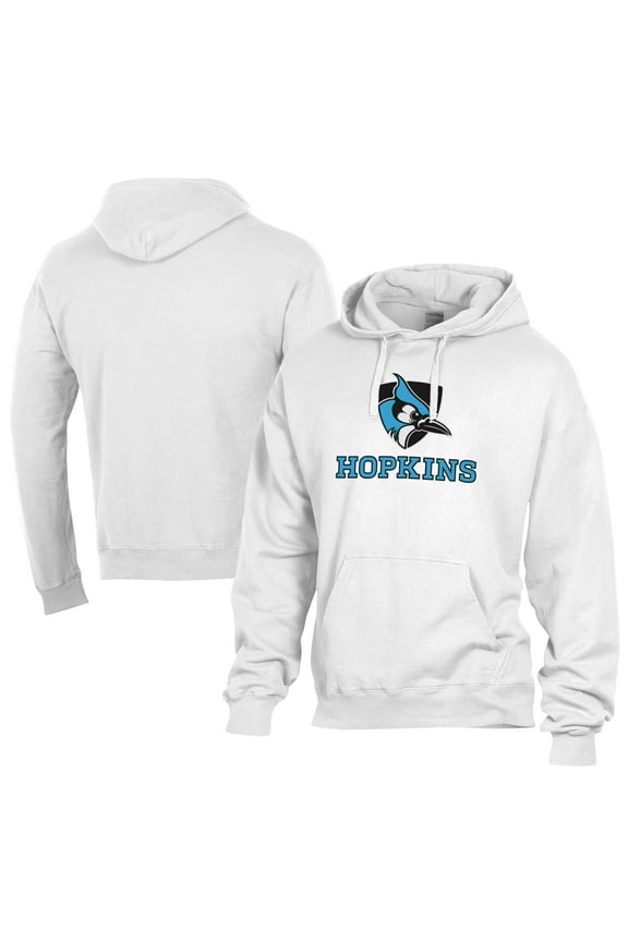 Men's Comfort Wash  White Johns Hopkins Blue Jays Lightweight Fleece Pullover Hoodie