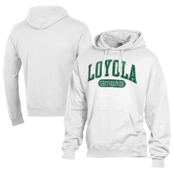 Men's Comfort Wash White Loyola Greyhounds Lightweight Fleece Pullover Hoodie